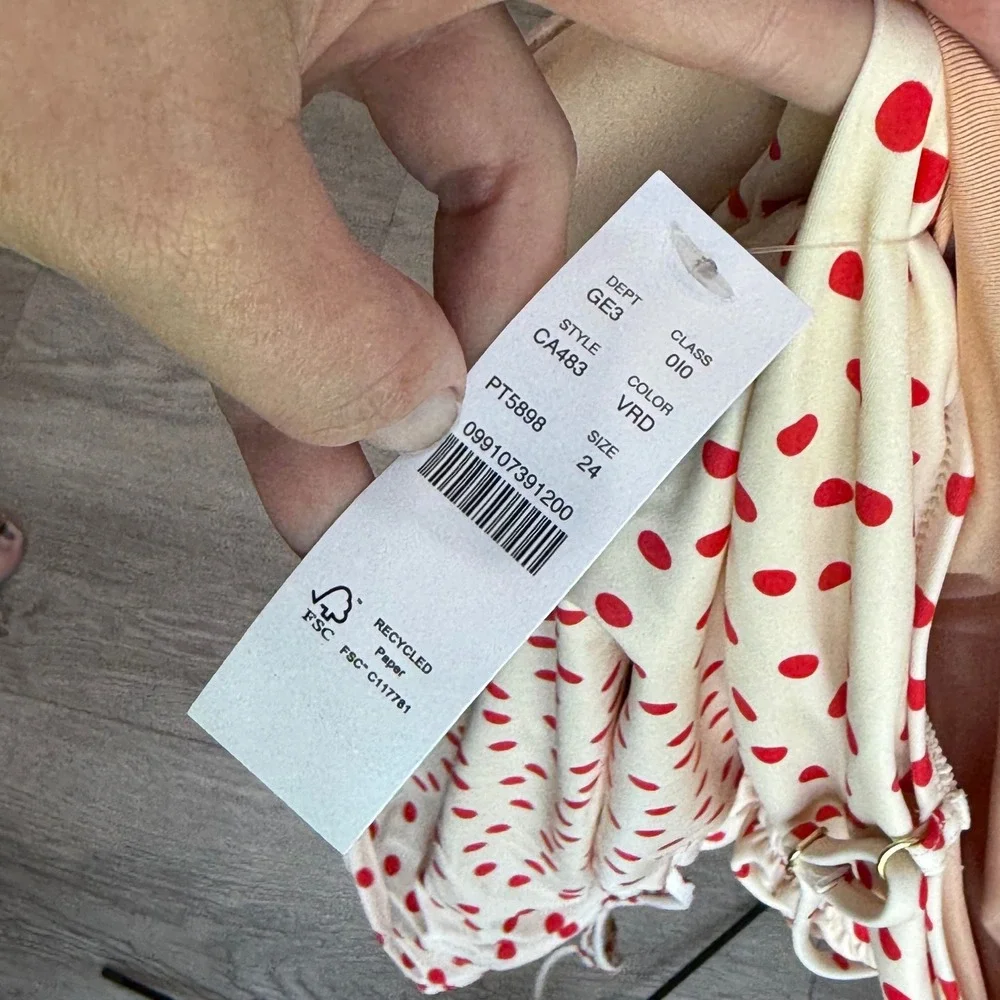 J. Crew Womens Polka Dot Ruched One Piece Swimsuit Red Ivory CA483 Size 24 NEW